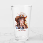 キュートウェスタン女性のカーボーイ追加文字 タンブラーグラス (裏面)