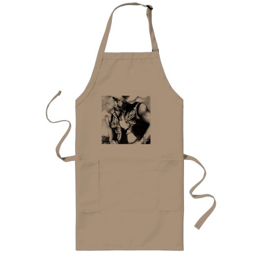 キュートウェスタン素朴カウボーイスケッチモダン ロングエプロン (正面)
