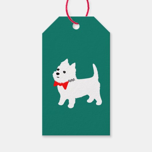 キュートウェスティーウエストハイランドホワイトテリアクリスマス ギフトタグ (正面)