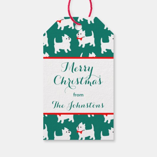 キュートウェスティーウエストハイランドホワイトテリアクリスマス ギフトタグ (裏面)