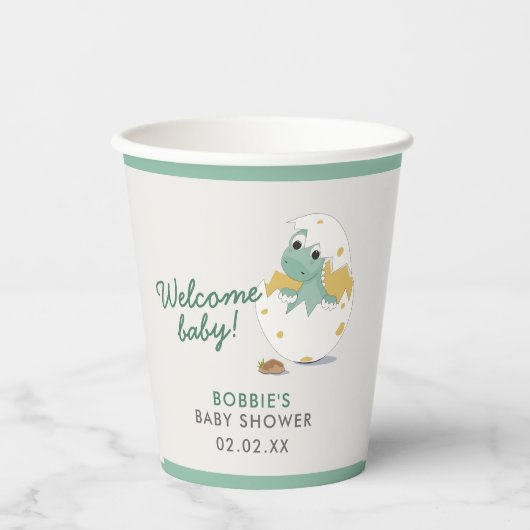 キュートウェルカムベビー男女兼用恐竜テーマ 紙コップ (正面)