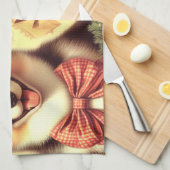 キュートウェルシュコーギーカーディガンイラストレーション キッチンタオル (四つ折り)