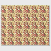 キュートウェルシュコーギーカーディガンイラストレーション ラッピングペーパー (フラット)