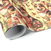 キュートウェルシュコーギーカーディガンイラストレーション ラッピングペーパー (ロールコーナー)