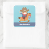 キュートウエスタンカウボーイ子供の誕生日パーティー スクエアシール (バッグ)