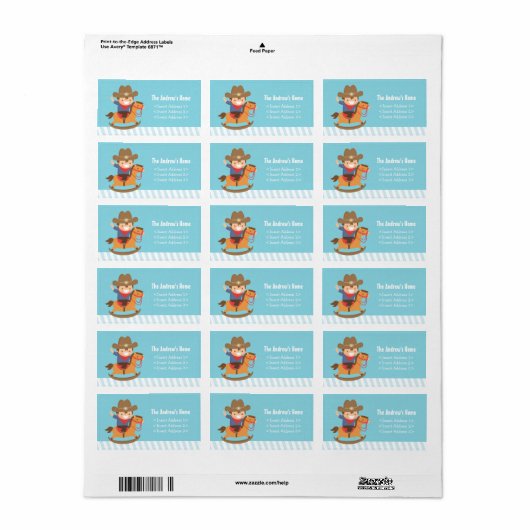 キュートウエスタンカウボーイ子供の誕生日パーティー ラベル (フルシート)