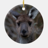 キュートウエスタングレーカンガルー顔オーストラリア動物 セラミックオーナメント (裏面)