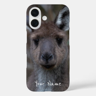 キュートウエスタングレーカンガルー顔クローズアップオーストラリア iPhone 16ケース