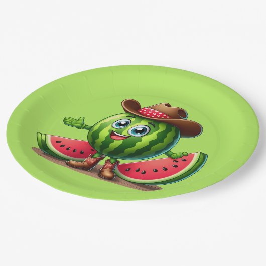 キュートウエスタンサマースイカパーティー ペーパープレート (アングル)