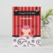 キュートウエスタンリトル女性のカーボーイベビーシャワー招待状 招待状 (スタンド正面)