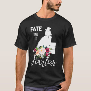 キュートウエスタンロデオバレルレーサーホワイトフローラ – 大胆不敵 Tシャツ