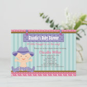 キュートウエスタン女性のカーボーイベビーシャワー招待状 招待状 (スタンド正面)