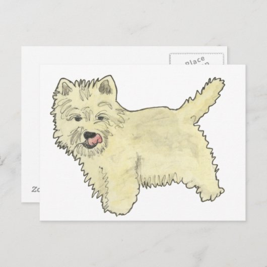 キュートウエストハイランドテリアおもしろい犬アートデザイン ポストカード (正面/裏面)