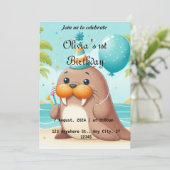 キュートウォラスをテーマにした誕生日招待状 シーズンカード (スタンド正面)