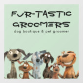 キュートウォーおもしろいターカラードッグトリマーズブティックブルー ウィンドウサイン (シート)