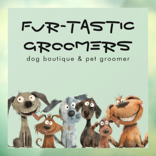 キュートウォーおもしろいターカラードッグトリマーズブティックブルー ウィンドウサイン (シート3)