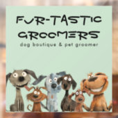 キュートウォーおもしろいターカラードッグトリマーズブティックブルー ウィンドウサイン (シート2)