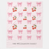 キュートウォーターさくらんぼボウコケパーソナライズされたット フリースブランケット (正面)