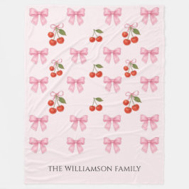 キュートウォーターさくらんぼボウコケパーソナライズされたット フリースブランケット