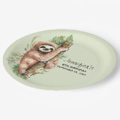 キュートウォーターのカラースロス&トロピカル葉誕生日 ペーパープレート (アングル)