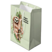 キュートウォーターのカラースロス&トロピカル葉誕生日 ミディアムペーパーバッグ (裏面アングル)