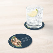 キュートウォーターのカラースロス&トロピカル葉誕生日 ラウンドペーパーコースター (インサイチュ)