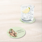 キュートウォーターのカラースロス&トロピカル葉誕生日 ラウンドペーパーコースター (インサイチュ)