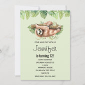 キュートウォーターのカラースロス&トロピカル葉誕生日 招待状 (正面)