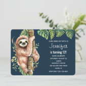 キュートウォーターのカラースロス&トロピカル葉誕生日 招待状 (スタンド正面)