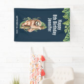 キュートウォーターのカラースロス&トロピカル葉誕生日 横断幕 (インサイチュ)