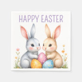 キュートウォーターカラーイースターバニーハッピーイースター スタンダードカクテルナプキン (正面)
