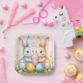 キュートウォーターカラーイースターバニーハッピーイースター ペーパープレート (パーティー)