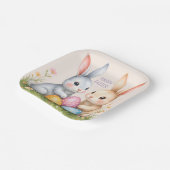 キュートウォーターカラーイースターバニーハッピーイースター ペーパープレート (傾斜あり)