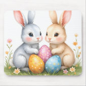 キュートウォーターカラーイースターバニーハッピーイースター マウスパッド (正面)