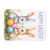 キュートウォーターカラーイースターバニーハッピーイースター マグネット (横)