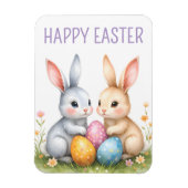 キュートウォーターカラーイースターバニーハッピーイースター マグネット (縦)