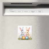 キュートウォーターカラーイースターバニーハッピーイースター マグネット (インサイチュ (食洗機))