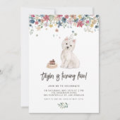 キュートウォーターカラーウェスティーフローラ子供の誕生日パーティー 招待状 (正面)