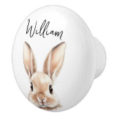 キュートウォーターカラーウッドランドバニー子供部屋ルーム セラミックノブ (右)