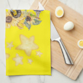 キュートウォーターカラーコテージコアイエローオンイエロー | キッチンタオル (四つ折り)