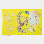 キュートウォーターカラーコテージコアイエローオンイエロー | キッチンタオル (横)