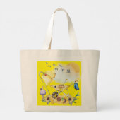 キュートウォーターカラーコテージコアイエローオンイエロー | ラージトートバッグ (裏面)