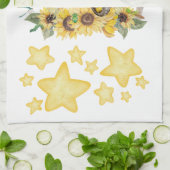 キュートウォーターカラーコテージコアイエローオンホワイト | キッチンタオル (折り畳み)