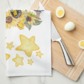 キュートウォーターカラーコテージコアイエローオンホワイト | キッチンタオル (四つ折り)