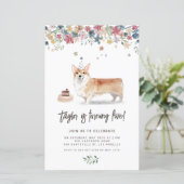 キュートウォーターカラーコルギドッグ誕生日招待状 (スタンド正面)