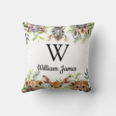 キュートウォーターカラーサファリアニマルベビー子供部屋 クッション (裏面)