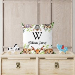 キュートウォーターカラーサファリアニマルベビー子供部屋 クッション