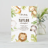 キュートウォーターカラーサファリフレンズトロピカル誕生日 招待状 (スタンド正面)