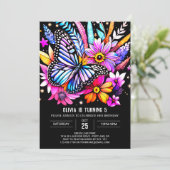 キュートウォーターカラーシックバタフライ誕生日 招待状 (スタンド正面)