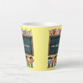 キュートウォーターカラースクールシャルボード文字先生 カフェラテマグ (正面)